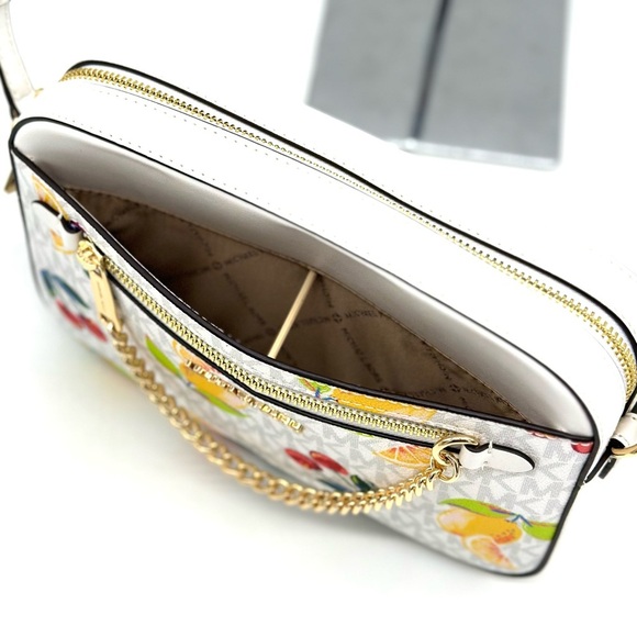 Michael Kors Large EW Zip Chain Xbody Crossbody Bag Optic White - Picture 10 of 12